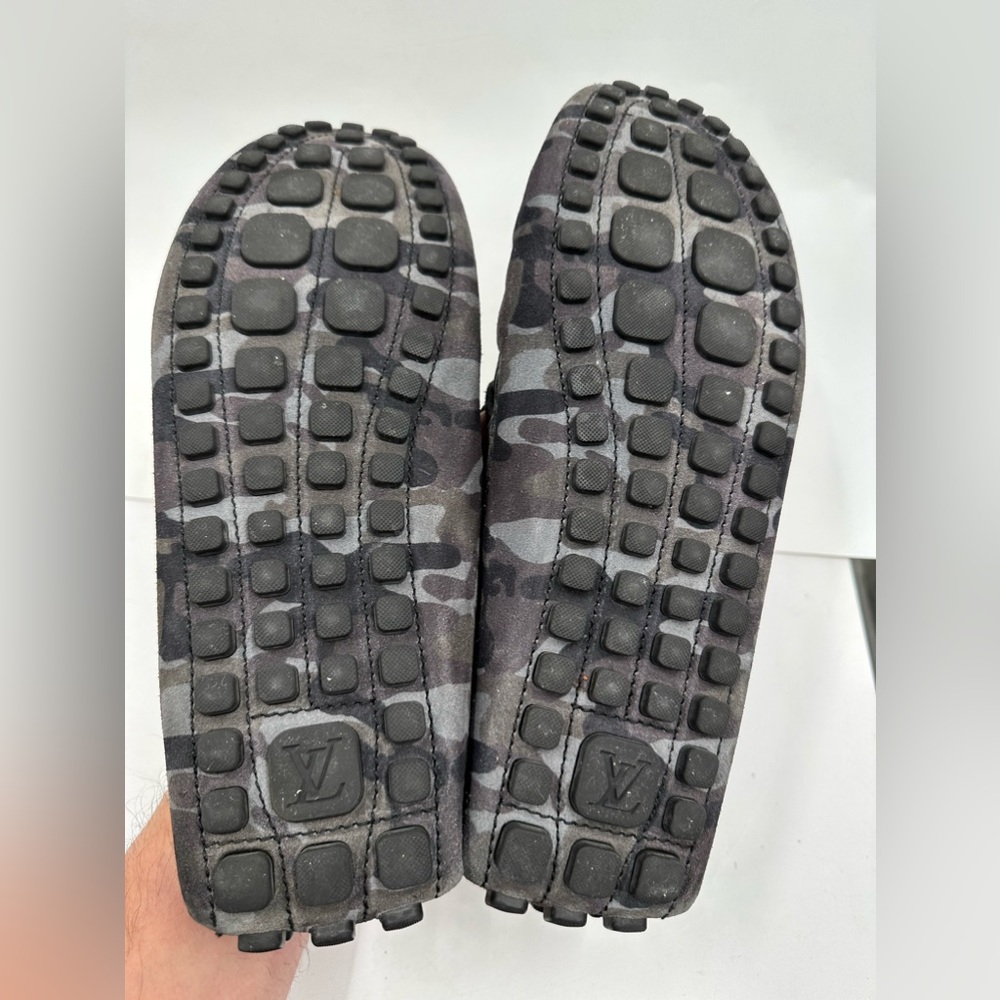 Louis Vuitton Gray Suede Camo Pattern Arizona Loafers Size 10.5 LV/11.5 USA - Picture 9 of 13